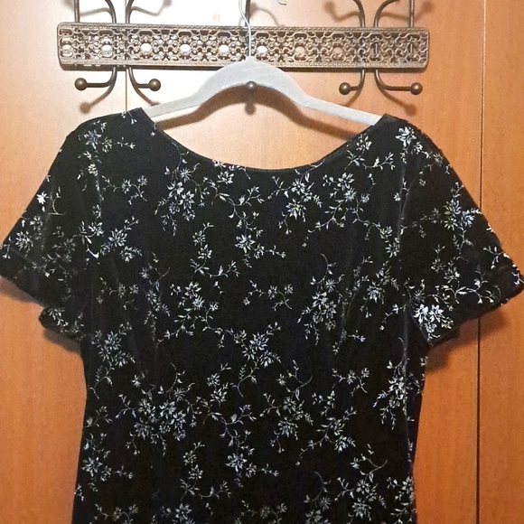 Long black and sparkles holiday dress with crisscross cut out in back. - Picture 3 of 4